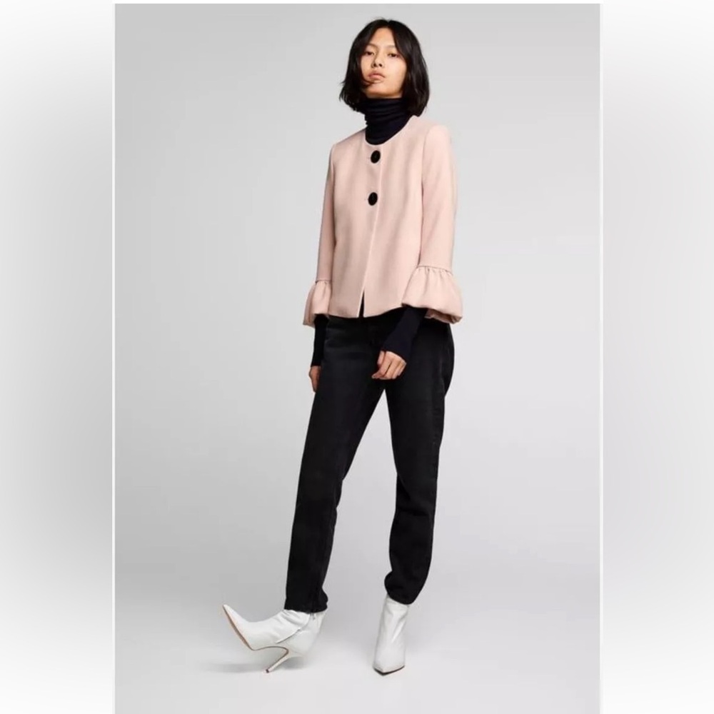 Zara Basic Light Pink Blush Blazer Jacket Ruffle … - image 1